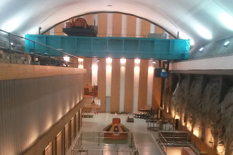 The machine hall with two turbines.